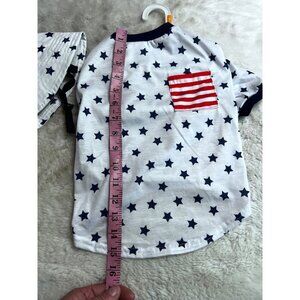 Top Paw tried white & blue tee with hat dog size medium/large